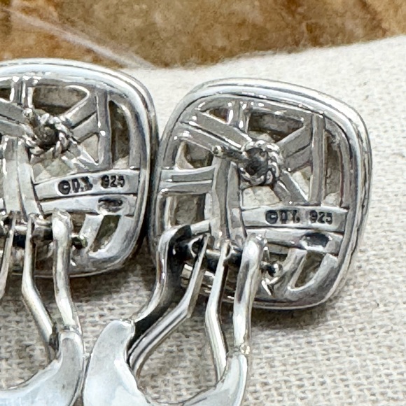 David Yurman Diamond Prasiolite Albion Earrings .925 Sterling Silver - Picture 8 of 8